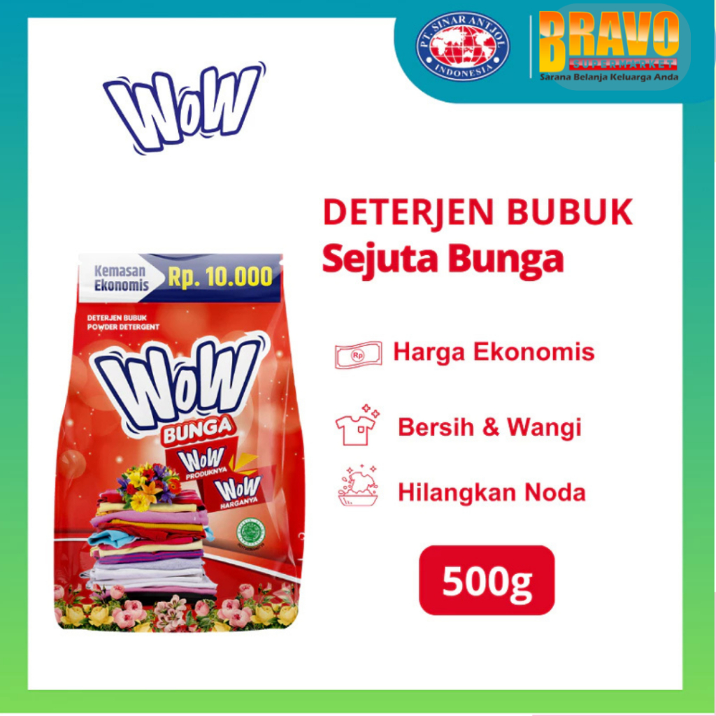 Bravo Bojonegoro - WOW Deterjen Sabun Cuci Baju Bunga 500GR & Mori 700GR