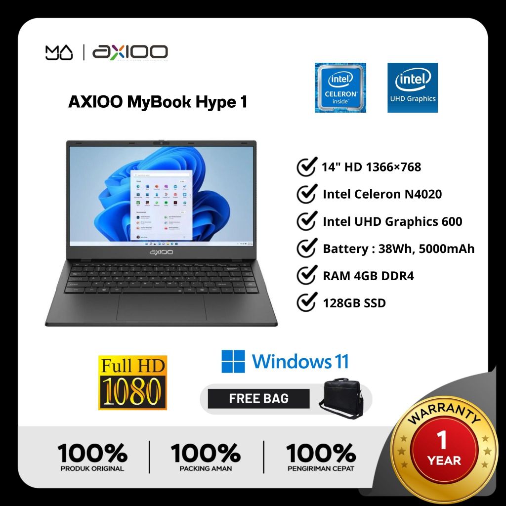 Laptop AXIOO Mybook HYPE 1 - 4/128- Garansi Resmi