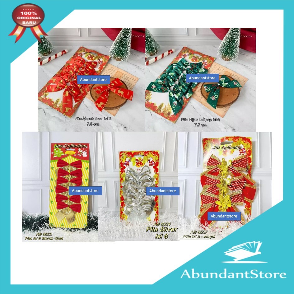 

Pita Natal - Hiasan Dekorasi Accesories Natal Pita Pohon Natal
