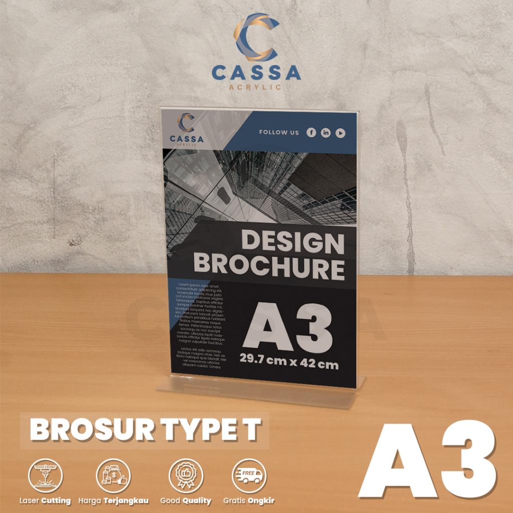 

Tempat Brosur A3 Potrait 2mm 2 Sisi / Tent Holder / Akrilik Display / Tent Card