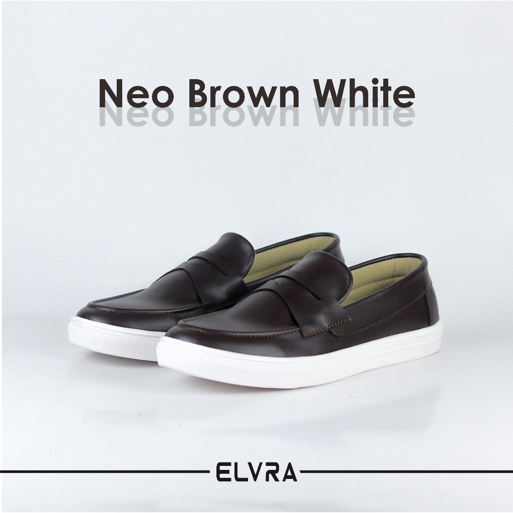ELVRA Footwear - Sepatu Pria Loafer Casual - Neo Brown White