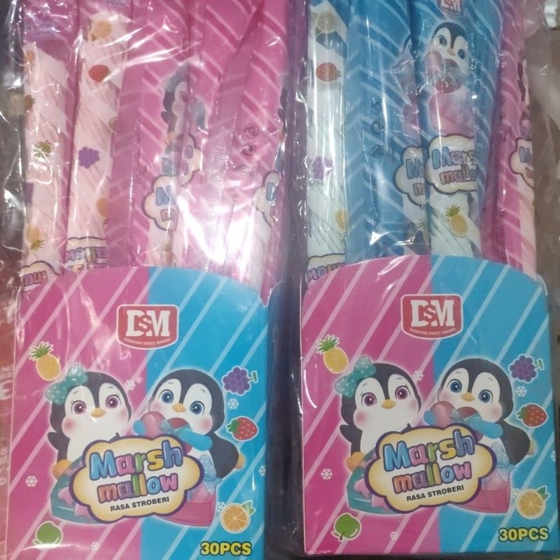 

Marshmallow rasa stroberi panjang ± 20cm 1 bungkus isi 30 pcs