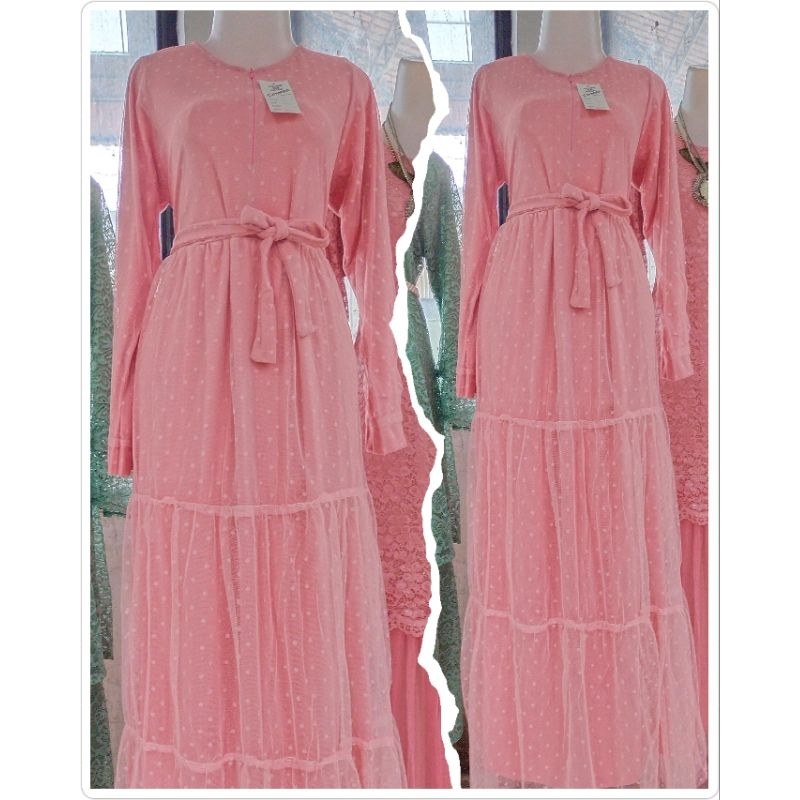 Gamis Maxi brokat tile dotty import tingkat / gamis brokat susun / gamis Maxi brokat seragam / gamis