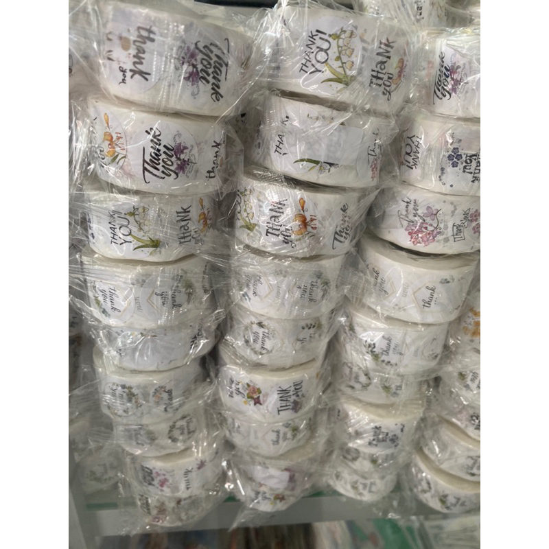 

stiker thank you satu roll 500 pcs siap tempel