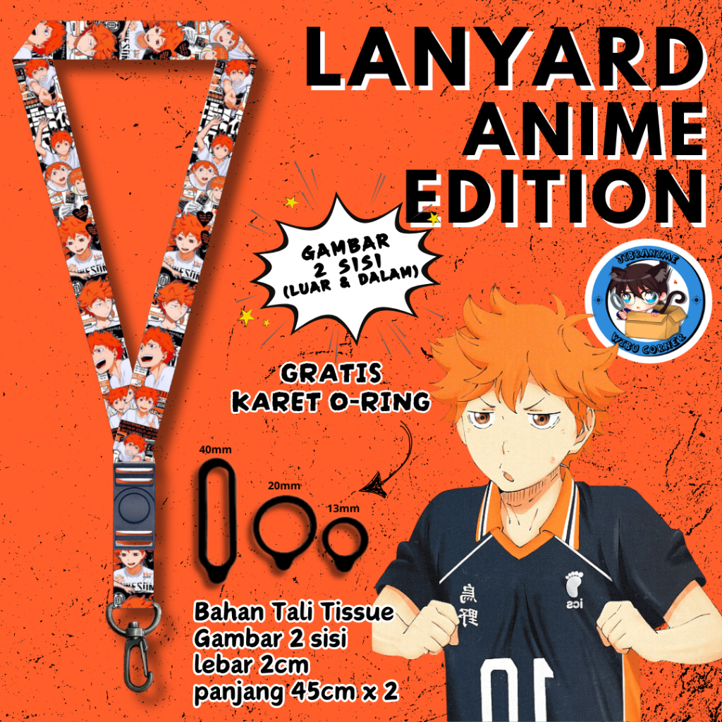 

Lanyard Panjang Anime 2 Sisi / Hinata Haikyuu / gantungan kunci layard keychain