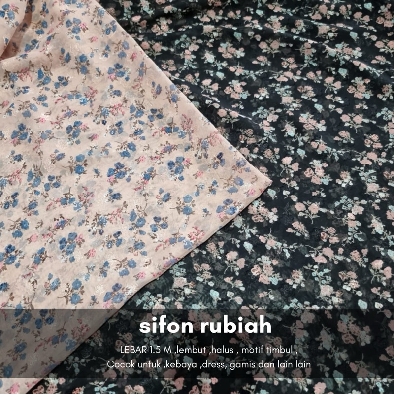 kain sifon seruty motif bunga kain gamis/ kain tunik/kain blouse