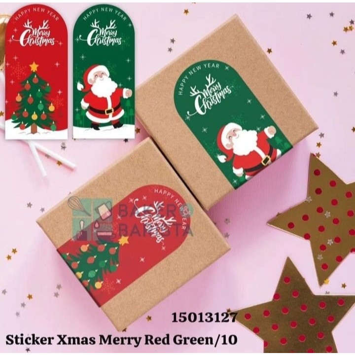 

Sticker Xmas Merry Red Green/10 Label Perekat Stiker Natal Christmas Lucu Sticker Decor