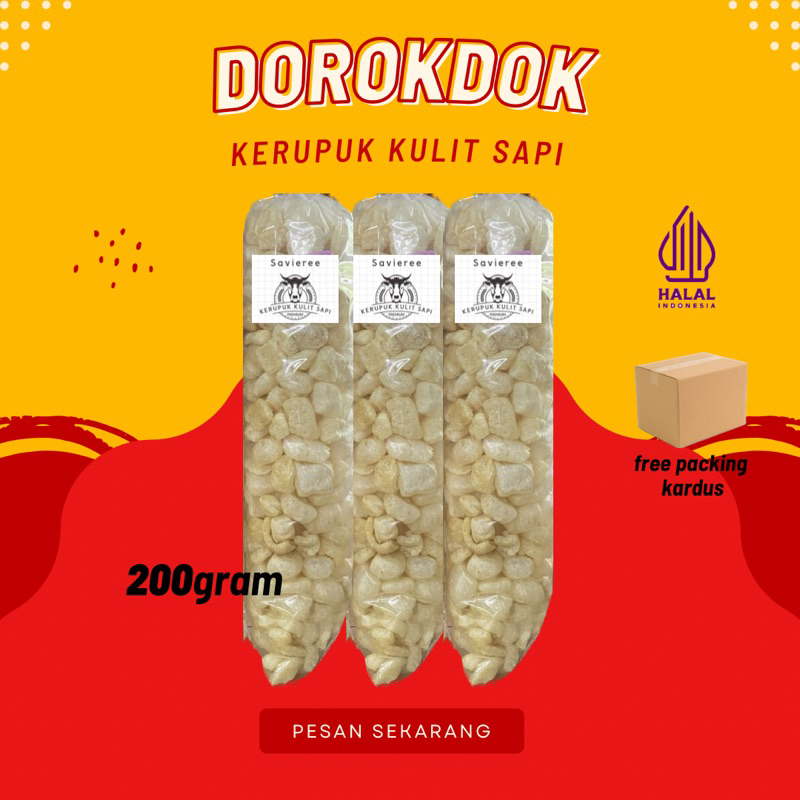 

DOROKDOK KERUPUK KULIT SAPI VIRAL / RAMBAK KULIT SAPI 200gram