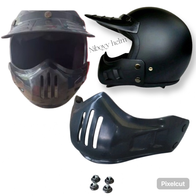 Moncong helm cakill || Retro moncong plastik cakil tambahan helm retro plus kancing retro bogo ||COD