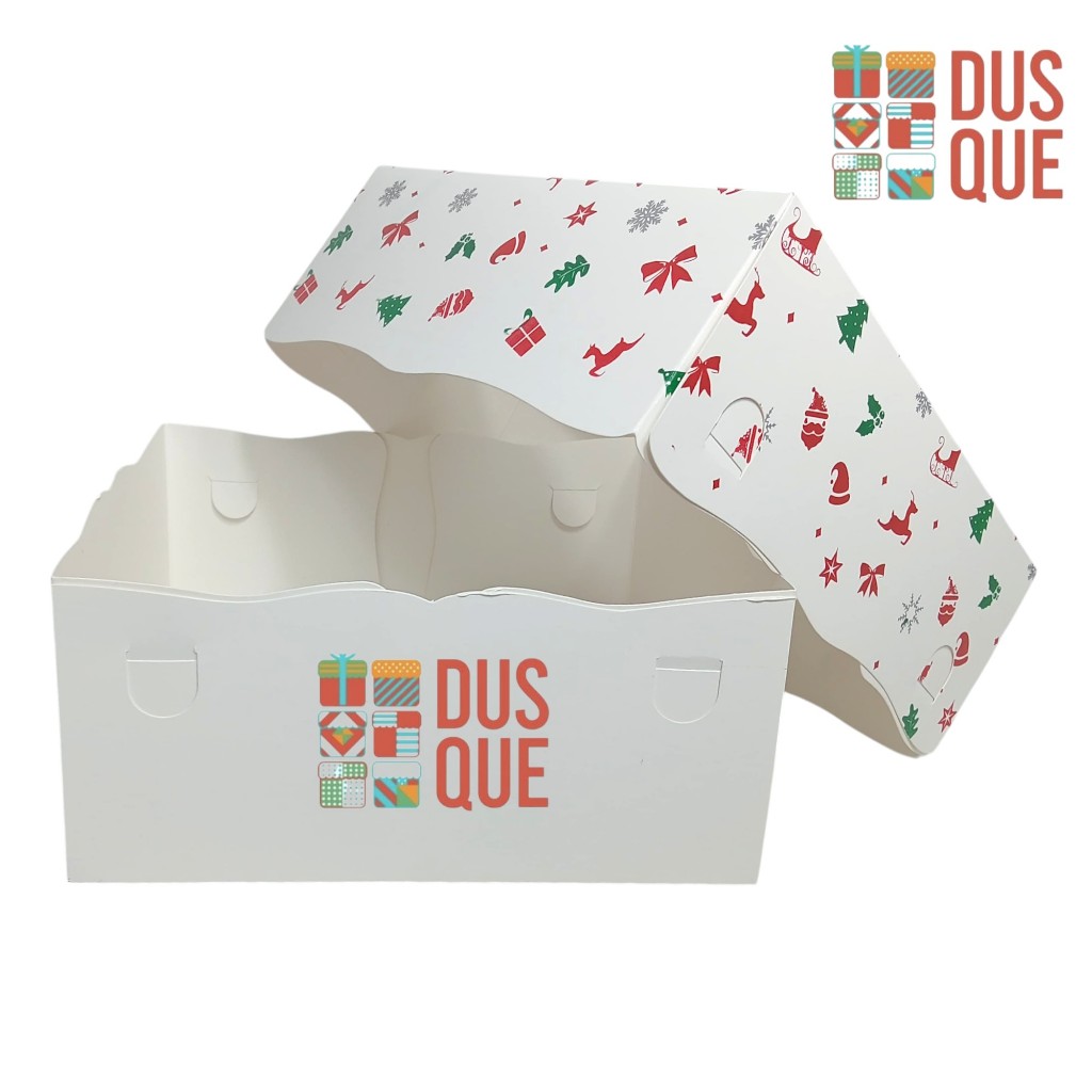 Dus Kotak Kue Ivory Natal 20X20X8cm Putih Natal Premium Jendela 20 x 20 x 8 (10 Pcs)