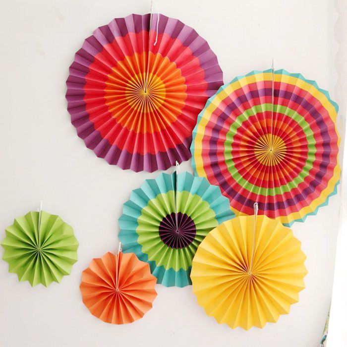 

SET 6 Pcs Paperfan / Paper Fan Flower Kipas Kertas Bunga Rainbow