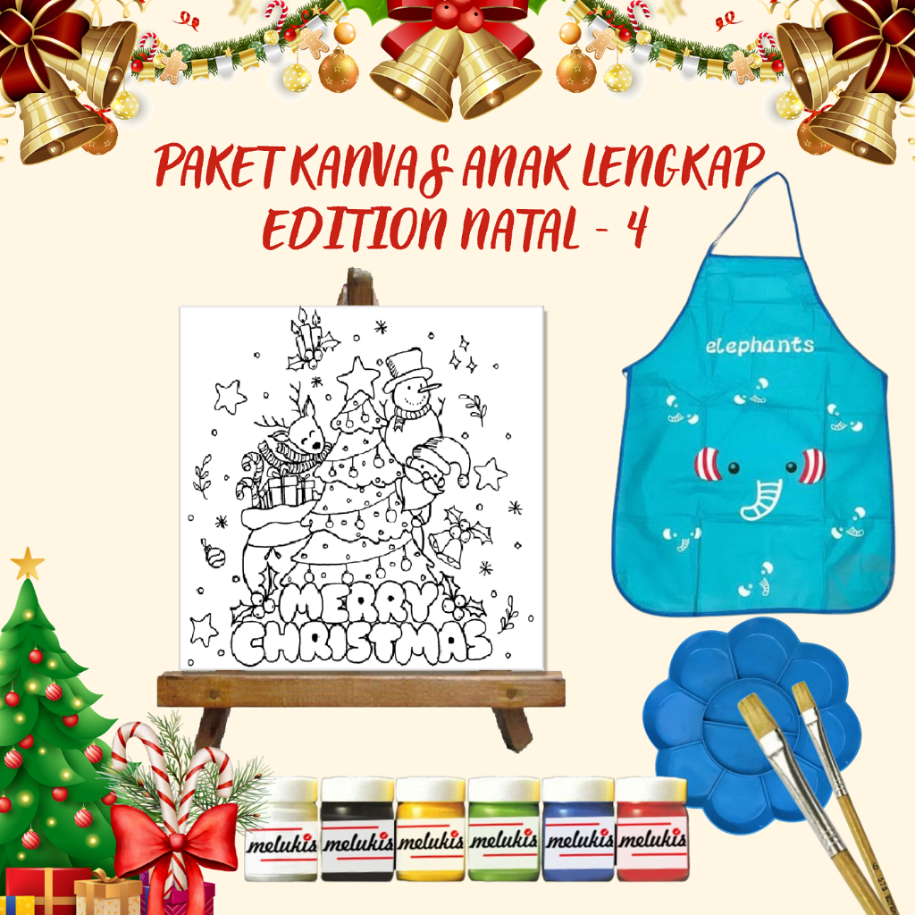 

Paket Kanvas Lukis Anak Edition NATAL Hampers Christmas Gambar Mewarnai Lengkap - PAKET 4