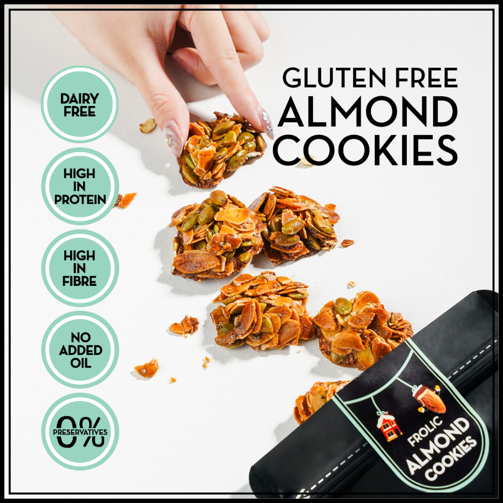 

FROLIC Almond Cookies Gluten Free, Dairy Free, No Oil, High Protein