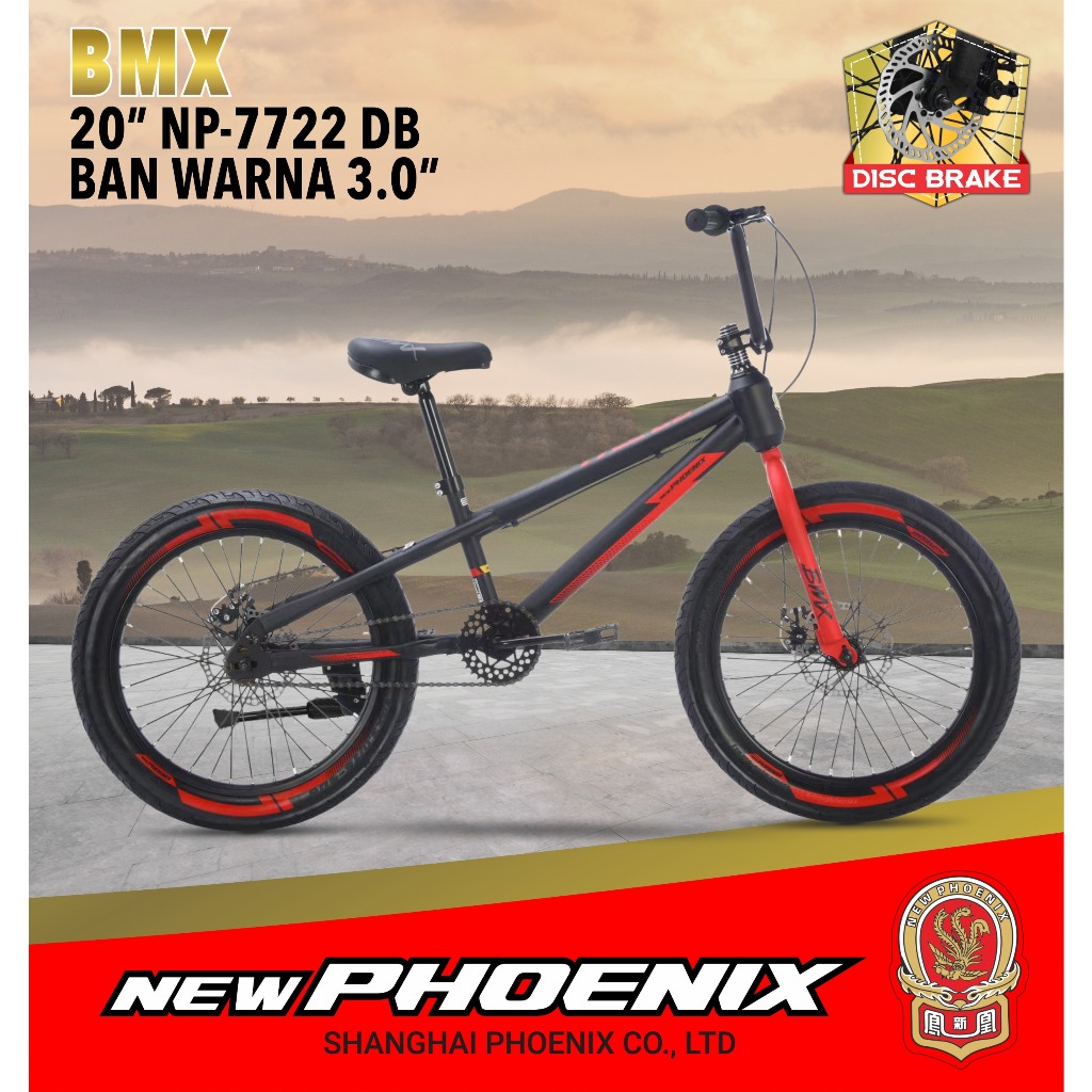 Sepeda Anak Laki BMX PHOENIX 7722 DB Rem Cakram 20 Inch Ban Jumbo 3.0