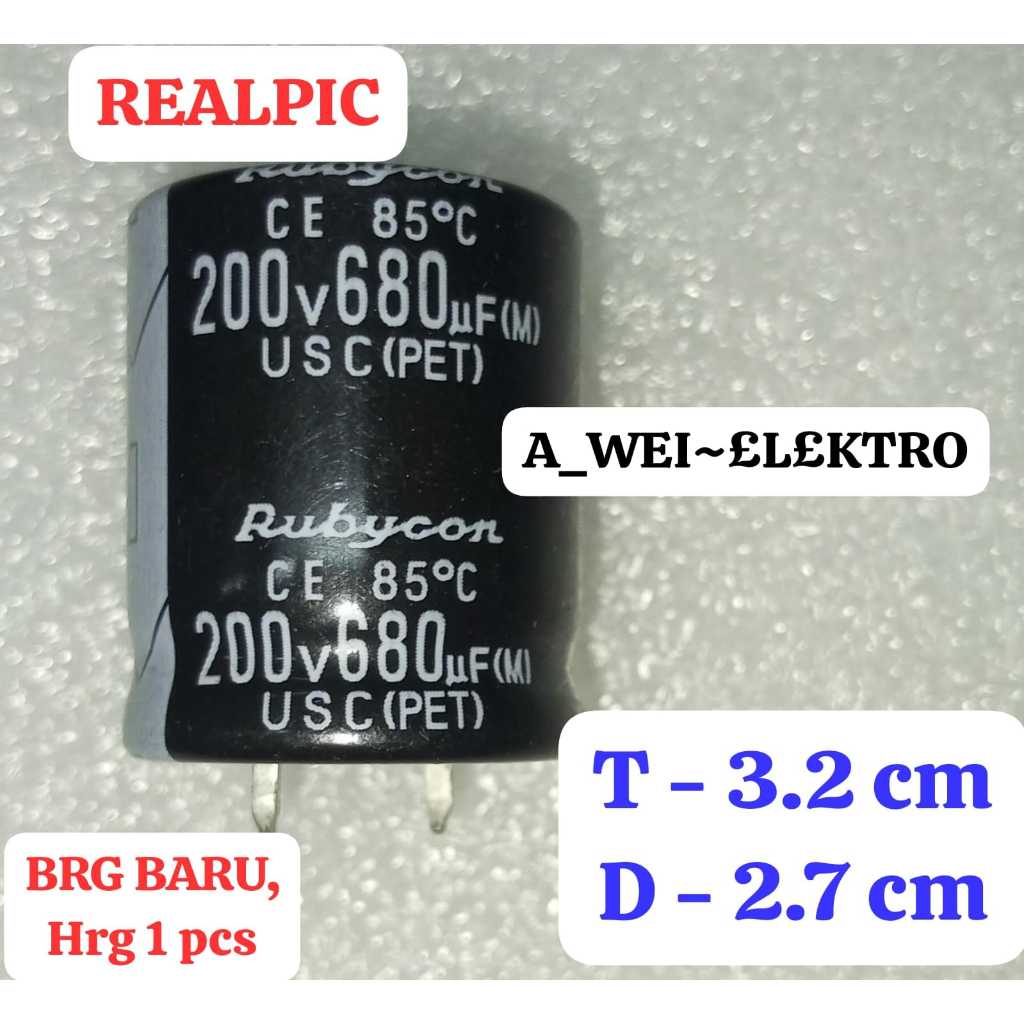 Hrg 1 pcs ELCO 680uf 200V ORIGINAL RUBYCON 680uf200v 680mk200v 680mikro200v 680mk ELKO EKO ECO CAPAS