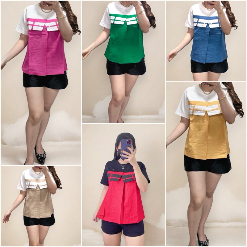 Foria 3879 top atasan kaos wanita korea merah hijau natal