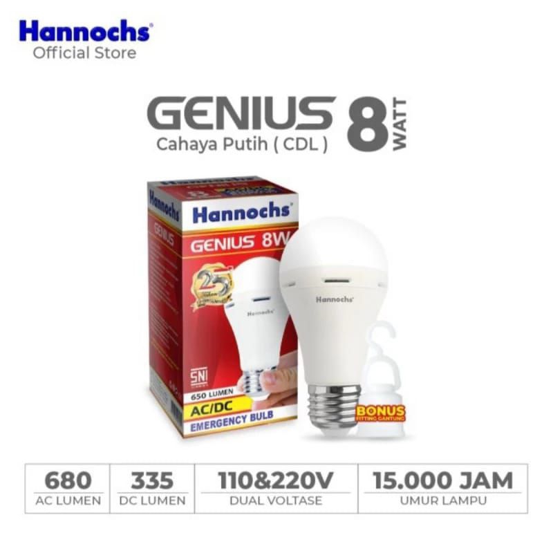 Lampu Led emergency Hannochs GENIUS 8watt/bohlam emergency Hannochs 8watt