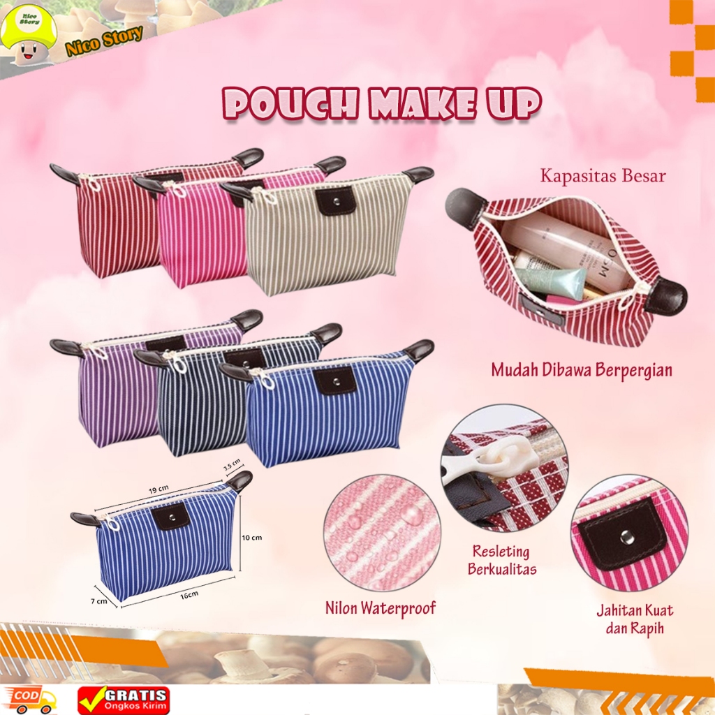 (NCS) Tas Pouch Make Up Organizer Aksesoris Traveling Poch Travel Kosmetik Dompet Bedak Warna Motif 