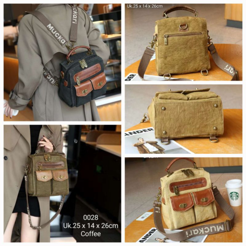 Mojito 3in1 Kanvas Tas Ransel / Selempang Wanita Fashion Import *0028