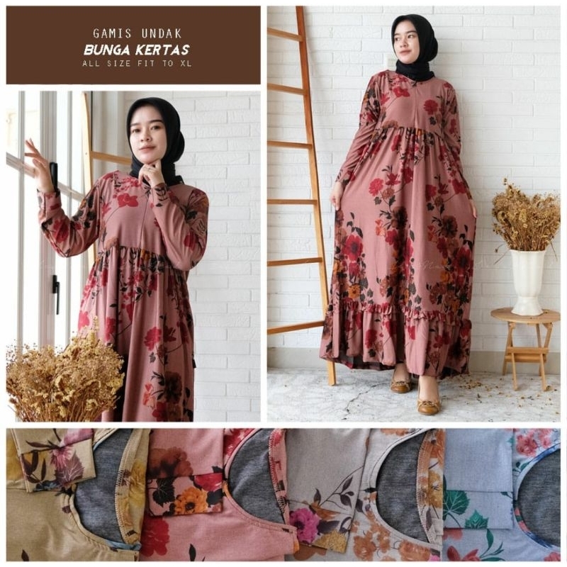 Gamis undak/ rempel Denim Calvin jeans Motif Etnik