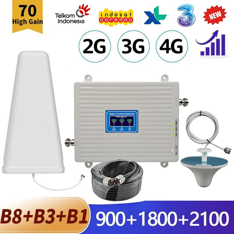 FullSet 2G 3G 4G Cell Phone Booster TriBand Pengulang Sinyal HP EDC 4G Modem Sinyal Booster Cellular