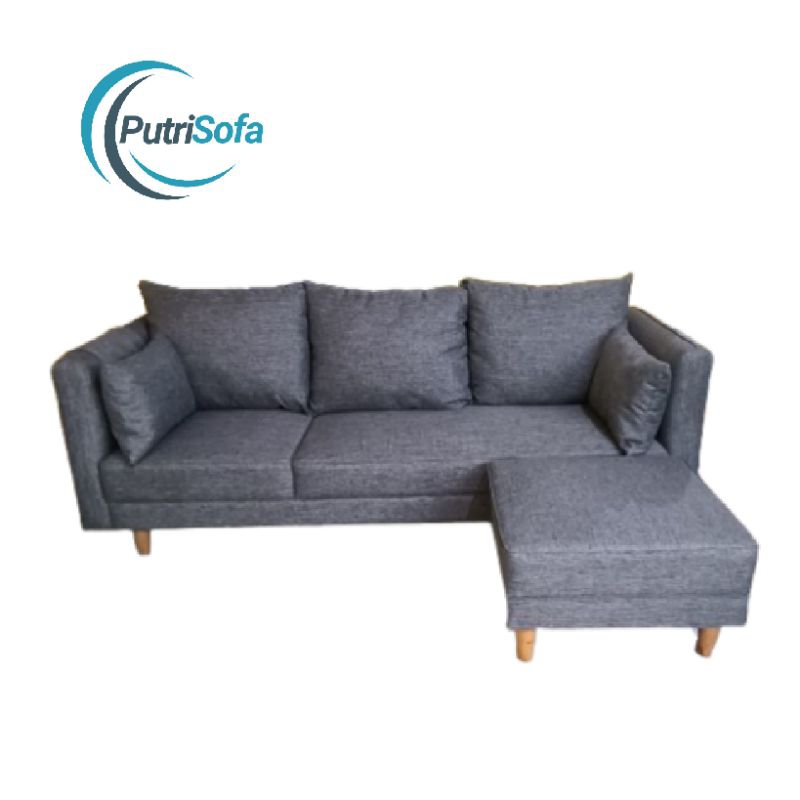 Putri Sofa Sofa 3 Seater + Stool bahan Canvas - Sofa - Sofa Ruang Tamu