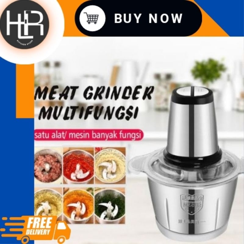 BLENDER DAGING STEINLESS 4 MATA PISAU FOOD CHOPER HAND BLENDER PENGGILING BUMBU SERBAGUNA