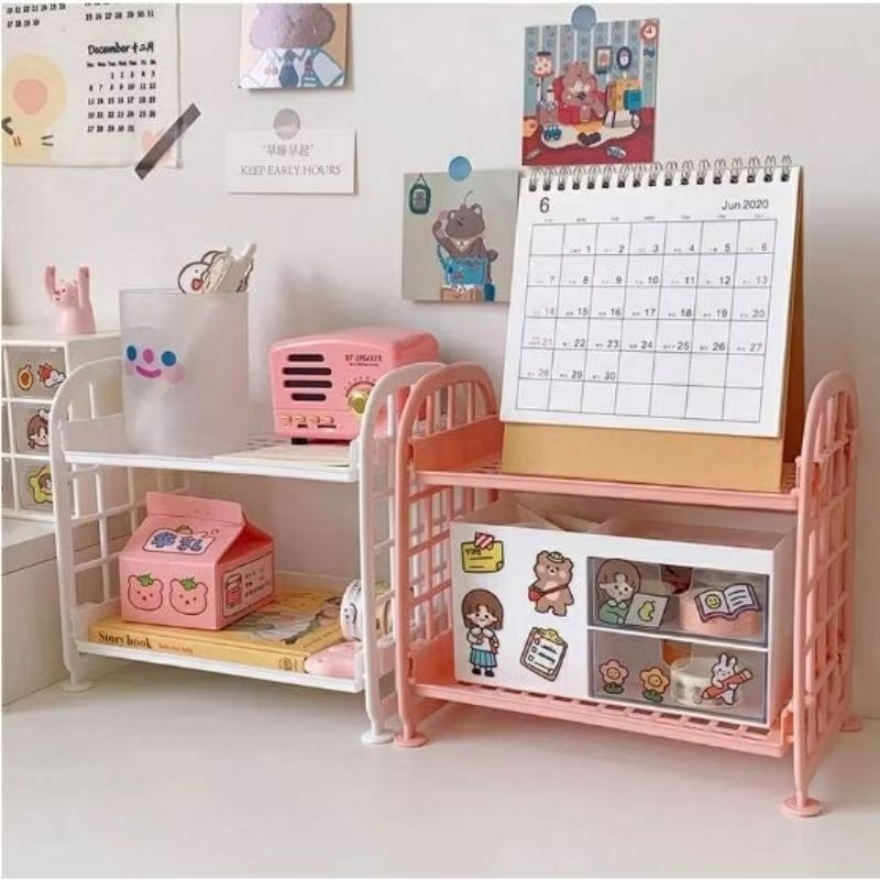 RAK PLASTIK MEJA SERBAGUNA - RAK PLASTIK MINI 2 SUSUN - RAK KOSMETIK MINI 2 SUSUN