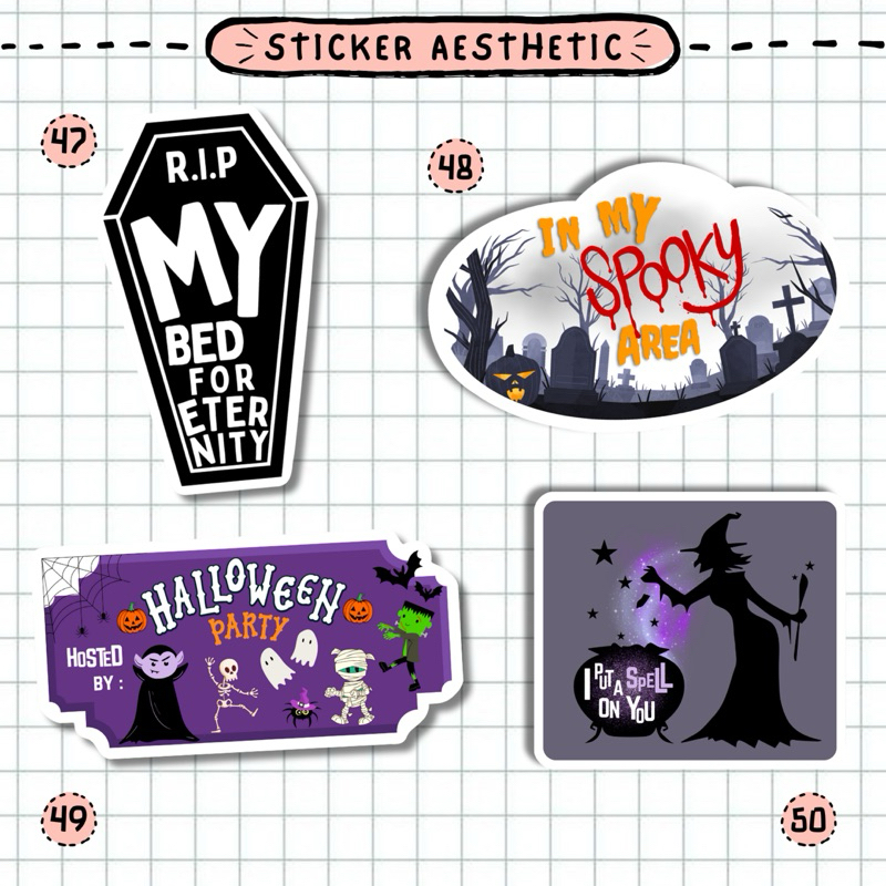 

STICKER AESTHETIC TUMBLR SATUAN / STICKER HALLOWEEN QUOTES / MATTE WATERPROOF / AS.47-58