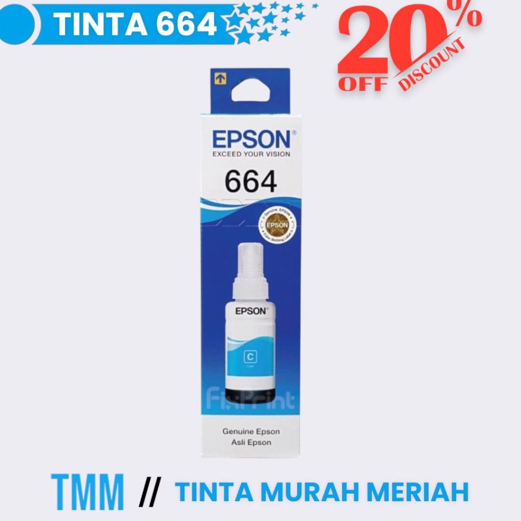 Tinta 664 ( CYAN ) ORIGINAL for T664 6641 664 L121 L120 L310 L360 L210