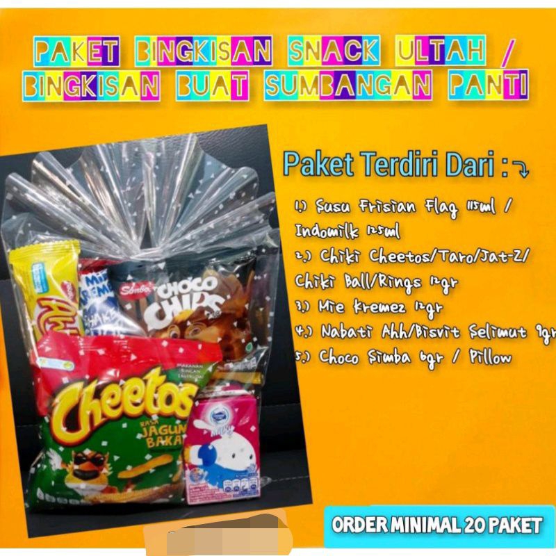 

BINGKISAN ULANG TAHUN / PAKET PARSEL SUMBANGAN PANTI SOSIAL / SNACK ULTAH