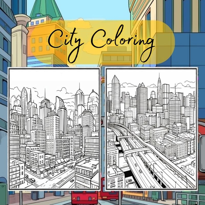 

Kertas Gambar Mewarnai City / Kota / Adult Coloring / Mewarnai Dewasa / isi 10 Lembar Kertas Tebal 160gsm
