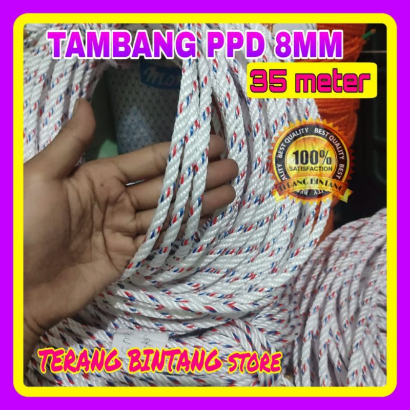 TALI TAMBANG 8MM 35 METER/TALI TAMBANG PLASTIK MURAH/TALI TAMBANG PENGIKAT BARANG TRUK,L300,PICK UP,