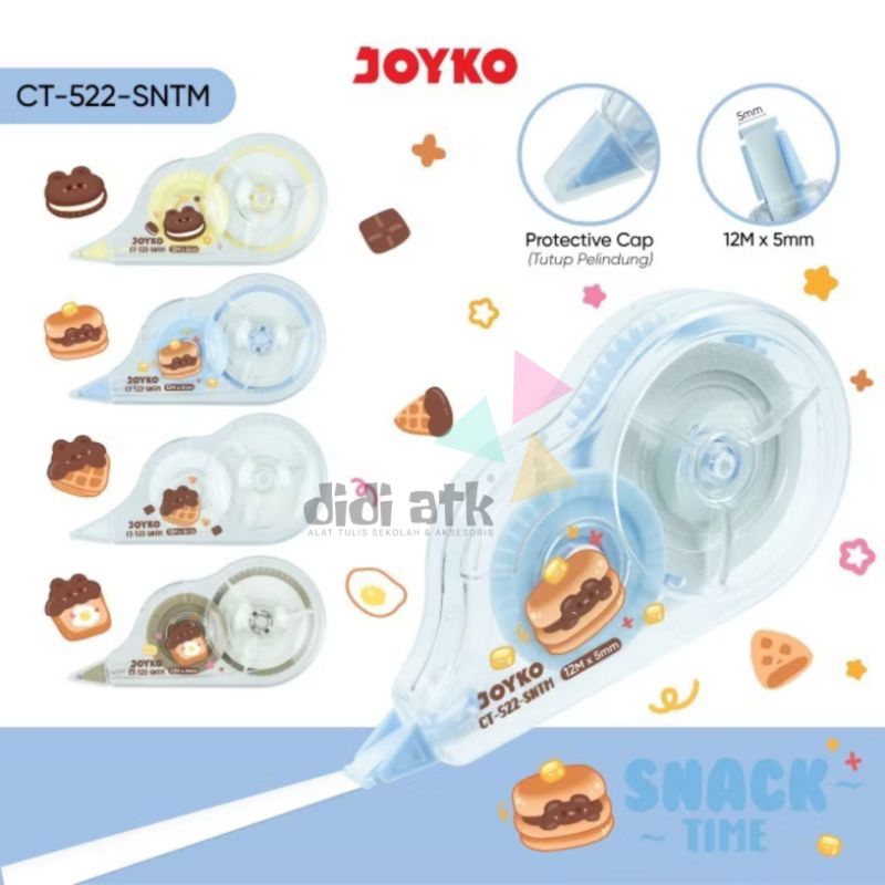 

Pita Koreksi Correction Tape Joyko CT-522 SNTM Snack Time Tipek Kertas 12M x 5mm 1 Pcs