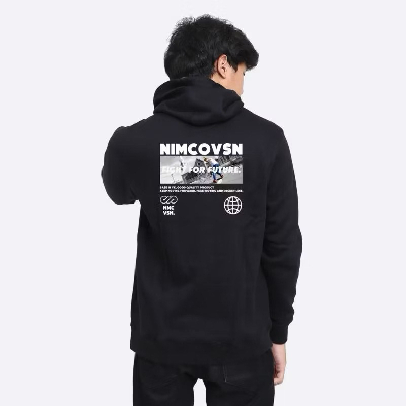 Hoodie Nimco Hitam NM00014 Sweatershirt Pria Wanita