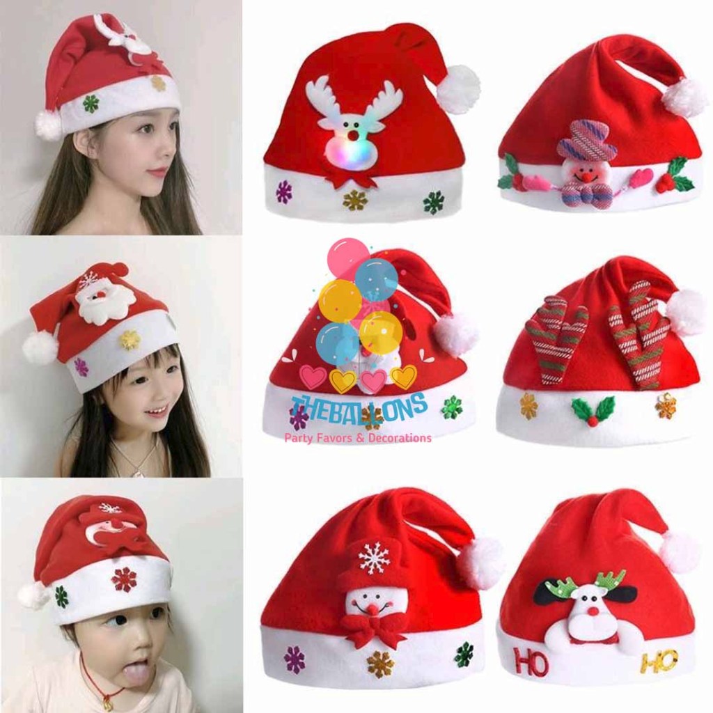 Topi natal polos /topi natal led/ topi merry christmas