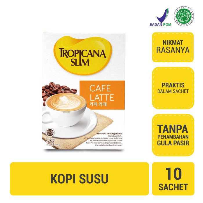 

Kopi Tropicana Slim Cafe Latte 14gr x 10 Sachet