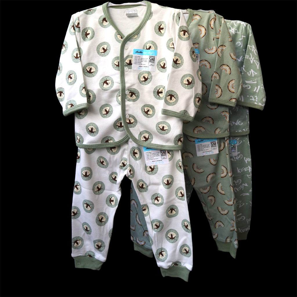 Arella - Baju Bayi Anak Kancing Depan Motif Setelan Pendek Panjang Premium
