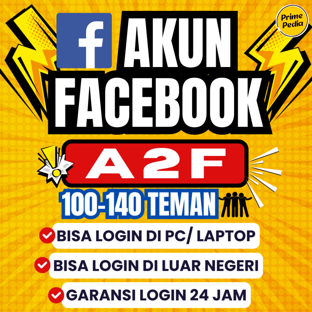 Akun Facebook A2F 100-140 Teman Autentikasi Dua Faktor Bisa Buka di PC Laptop Bisa Login di Luar Neg