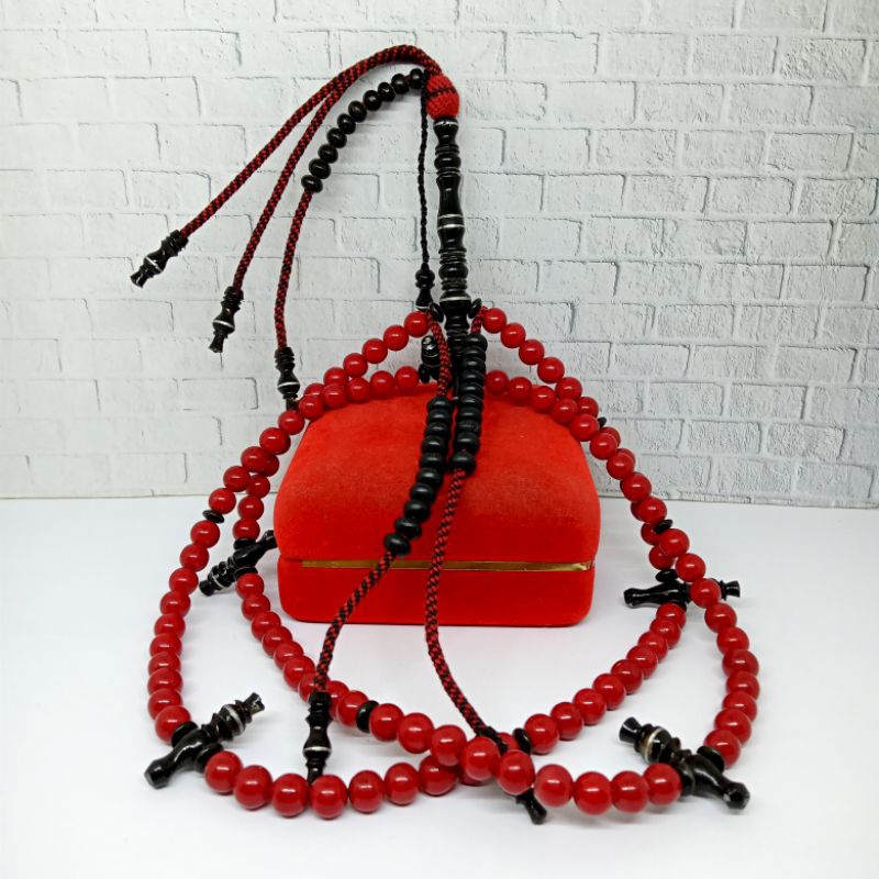 tasbih tijani batu Marjan merah kombinasi yuser black S53