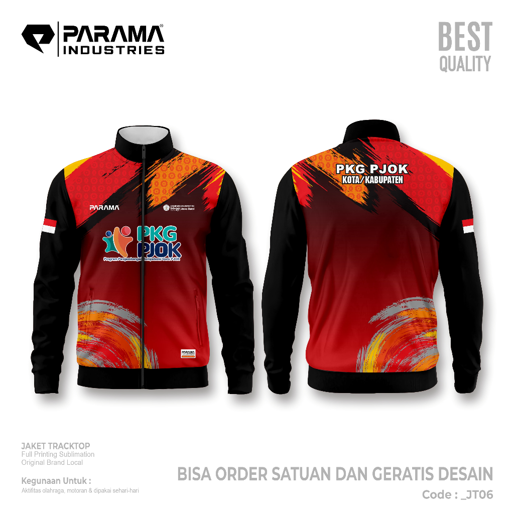 PARAMA INDUSTRIES || PROMO GRATIS DESAIN PREMIUM TRACKTOP JACKET PKG PJOK || JAKET GURU OLAHRAGA