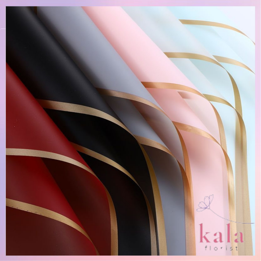 

Kertas Buket Bunga List Gold Line Emas Flower Wrapping Cellophane Paper Florist