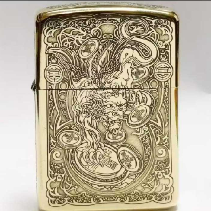 Korek Api Zipo Classic Premium Zipo Kuning Motif Naga Emas