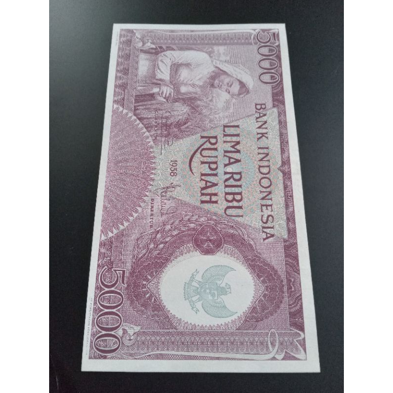 Uang Kuno 5.000 Rupiah Seri Pekerja Violet Tahun 1958