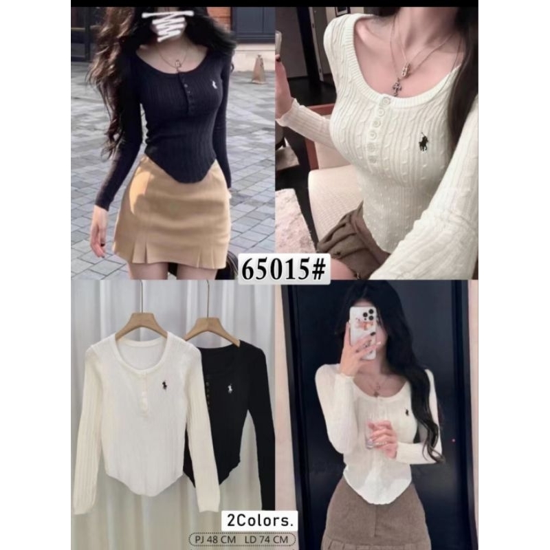 rajut polo panjang/atasan rajt crop polo/polo strett