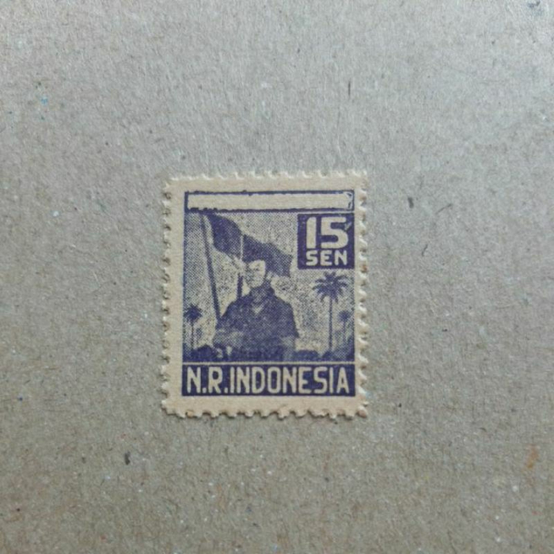 

Perangko prangko Revolusi Indonesia 1947 fonds kemerdekaan 15 sen biru tua
