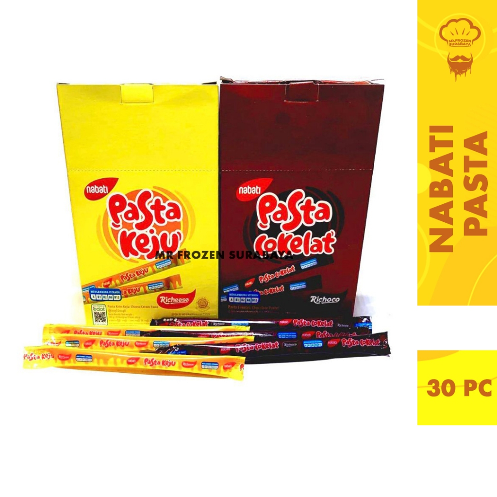 

Nabati Pasta Richeese Pasta Keju - Richoco Pasta Cokelat (Netto 30 Pcs x 8 gr)