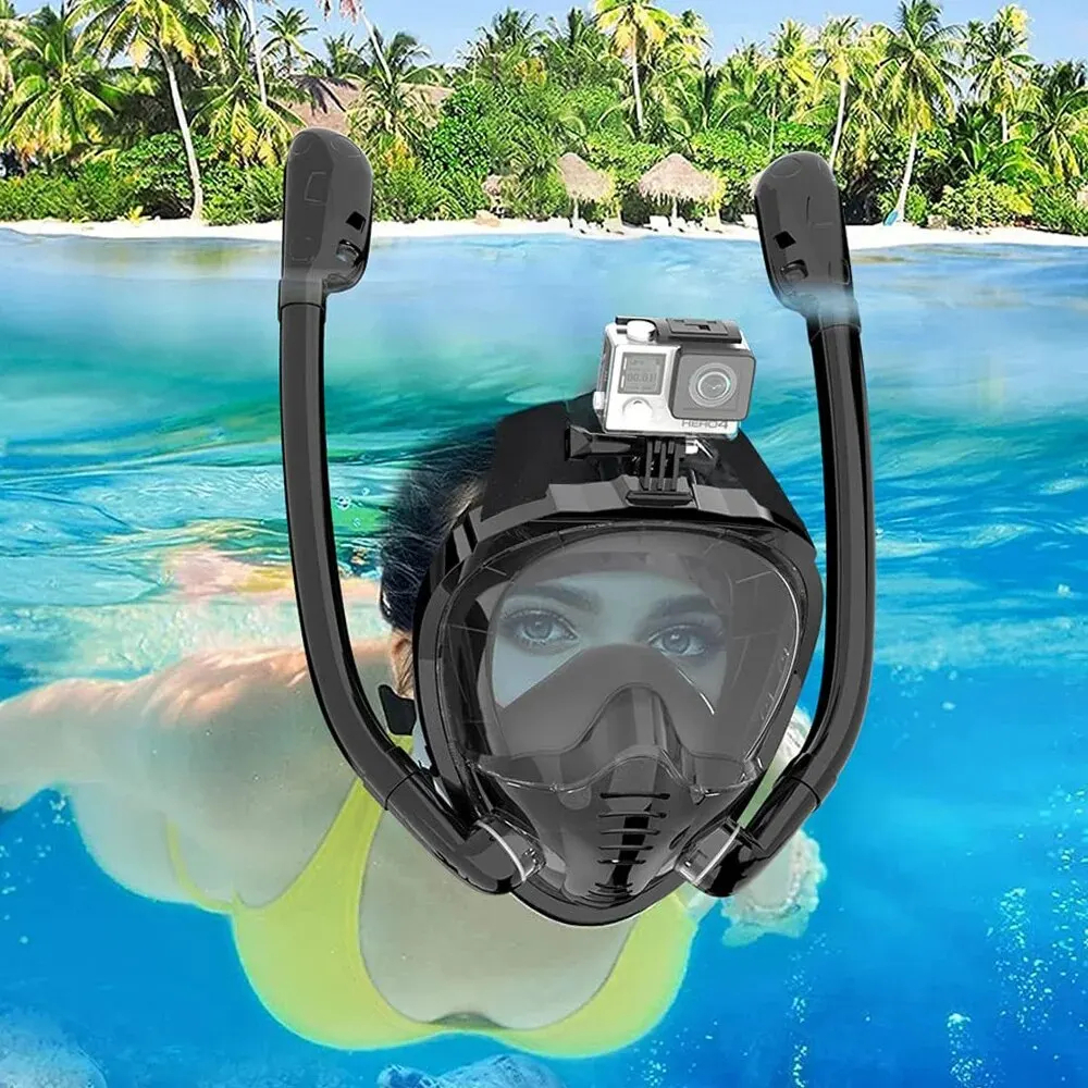 original Kacamata Full Face Diving Snorkeling kacanata selam dewasa anti kabut dengan dudukan kamera
