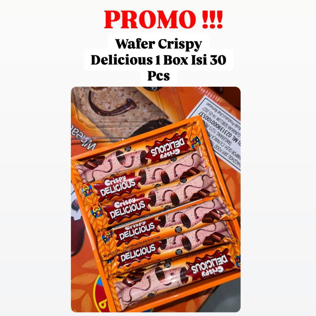 

PROMO Wafer Crispy Delicious Isi Selai Coklat 1 Box isi 30 Pcs