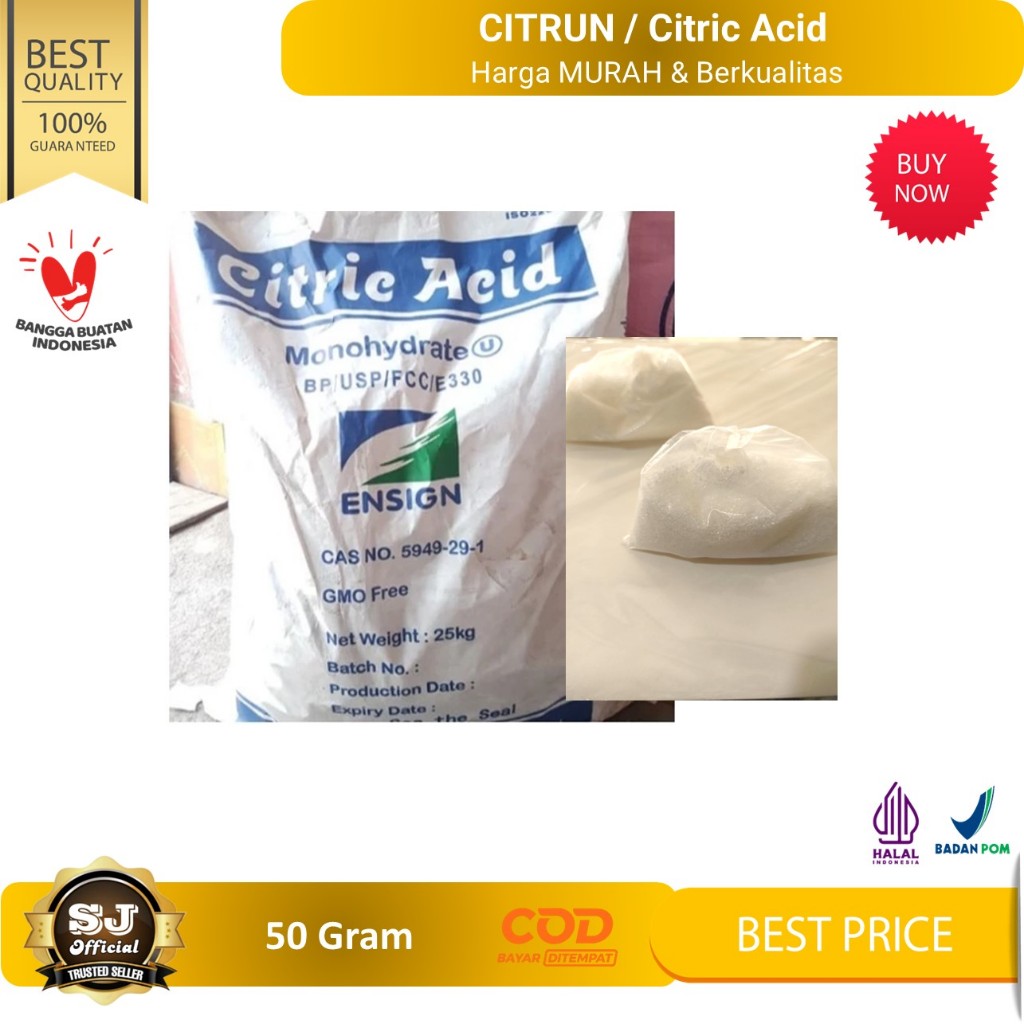 

CITRUN / Citric Acid 50gr Harga MURAH & Berkualitas